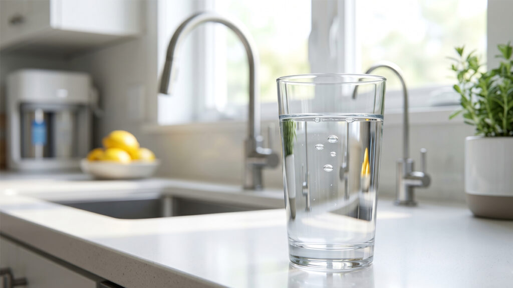 Fresh purified drinking water after chlorine removal system