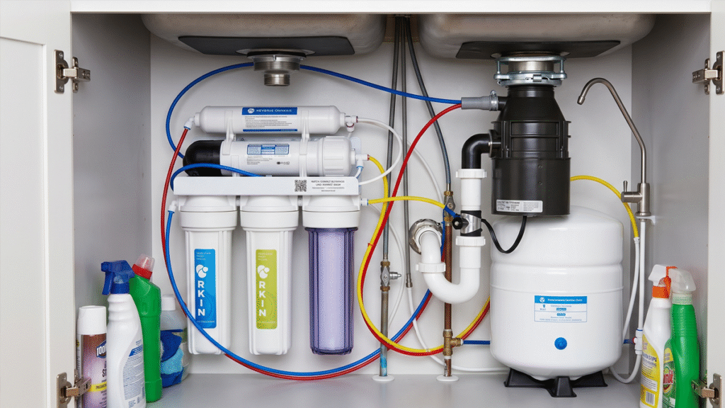Reverse osmosis water filtration system installed in a Central Florida home