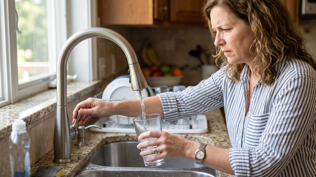 Reduced water pressure caused by a clogged whole-house water filter