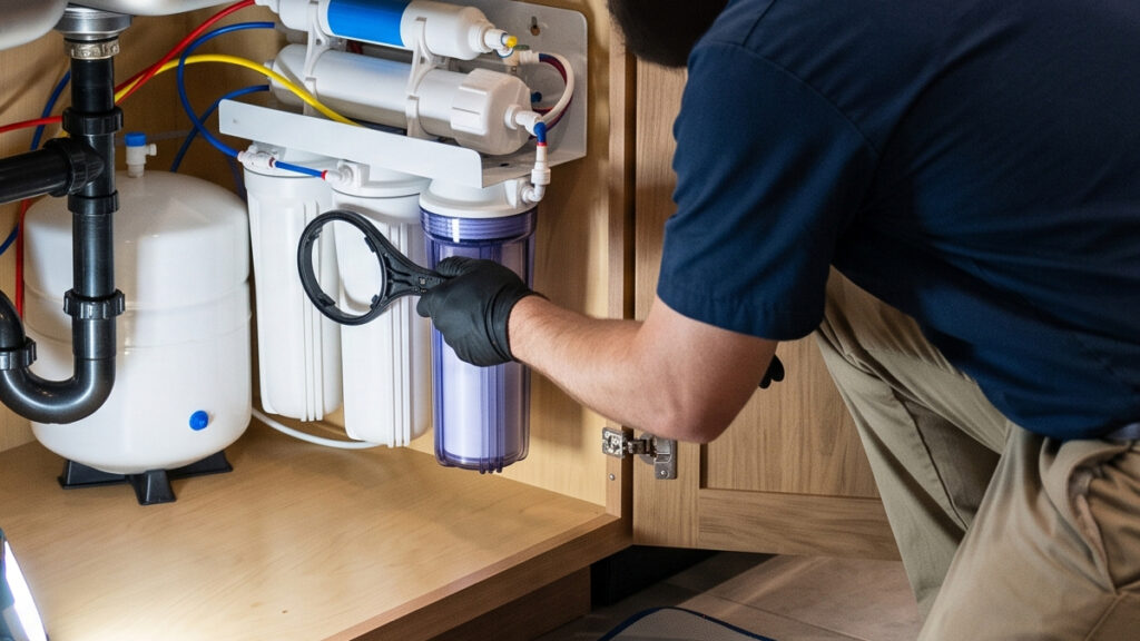 Professional maintenance of a residential reverse osmosis system